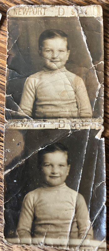 Pair of Stickyback portraits from Newport, Isle of Wight. The joined pair show that the sign board did not contain any address information for this studio, other than the name of the town. 