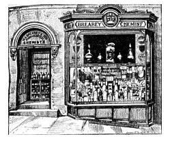 Brearey the chemist, shopfront, 1890s, from The Century's Progress with grateful thanks to Frances Coakley www.manxnotebook.com