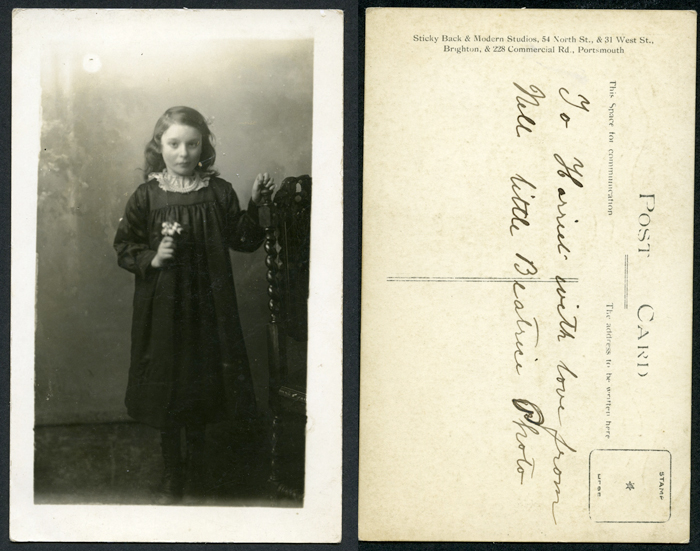  Portrait of Little Beatrice, Stickyback and Modern Studios, 54 North Street & 31 West Street Brighton and 228 Commercial Road, Portsmouth 