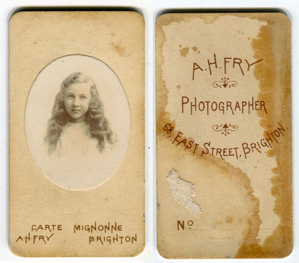 carte mignonne by A H Fry, Brighton, thanks to Ron Cosens www.cartedevisite.co.uk