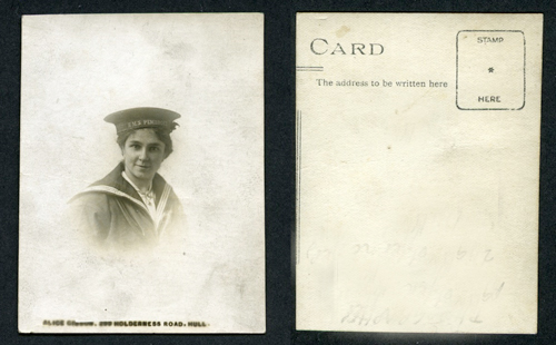 Half postcard sized portrait by Alice Gibson, Hull