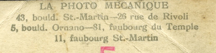 La Photo Mecanique, detail of addresses from postcard reverse