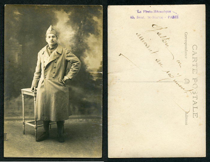 La Photo Mecanique, postcard portrait of a French soldier WW1